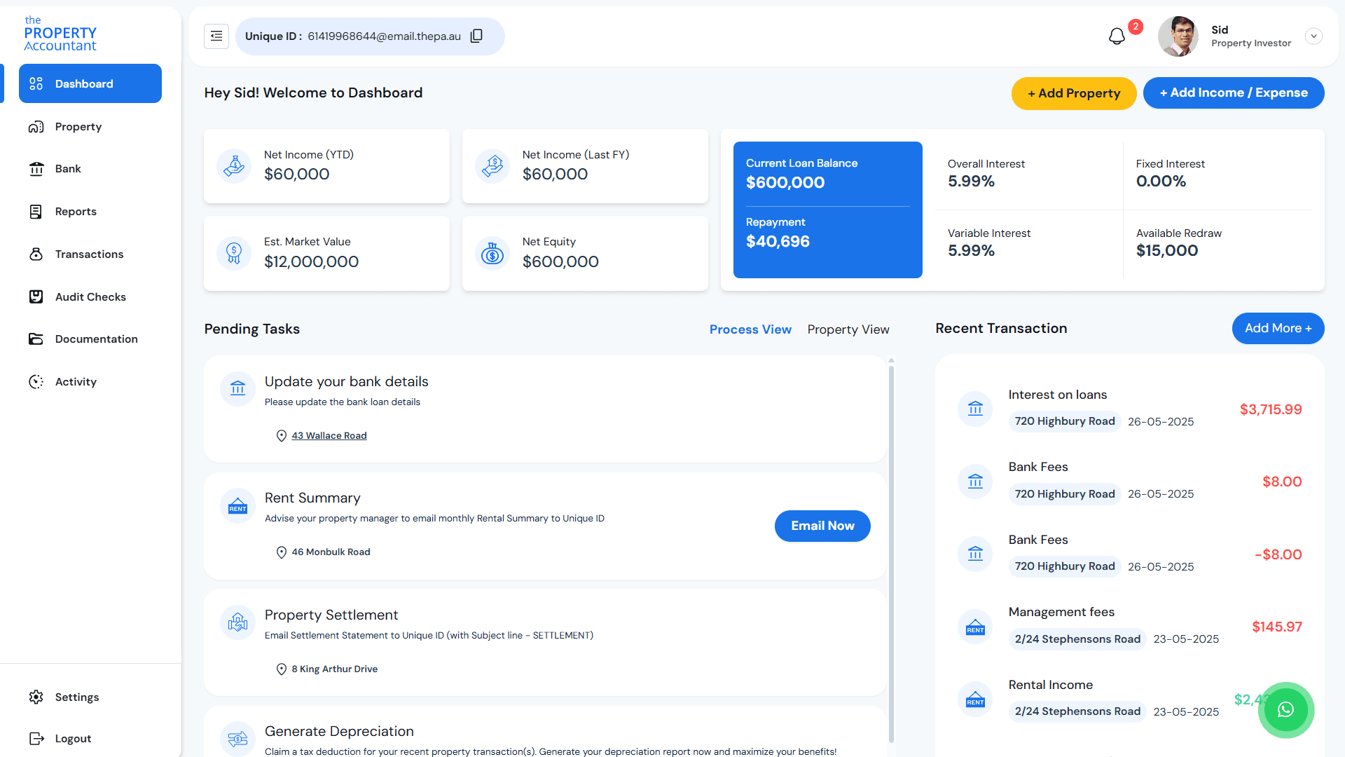 The Property Accountant Dashboard